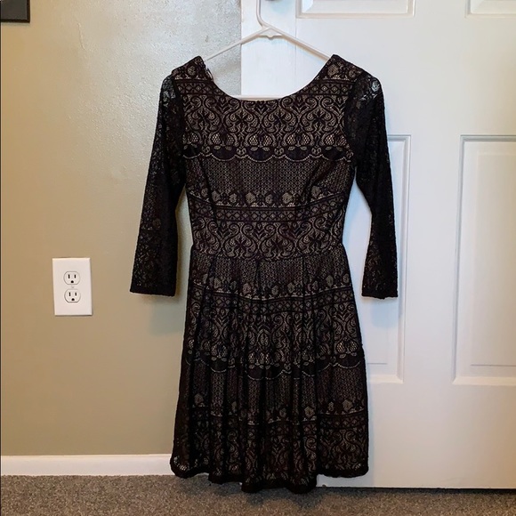 B Darlin Dresses & Skirts - Black Lace Dress with Nude Overlay Size 5/6